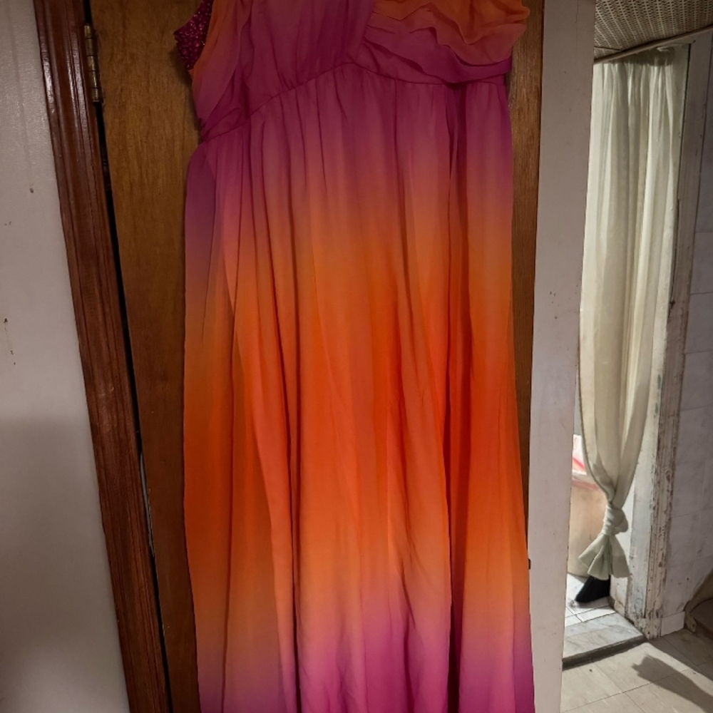 Vibrant Pink and Orange Ombre Dress